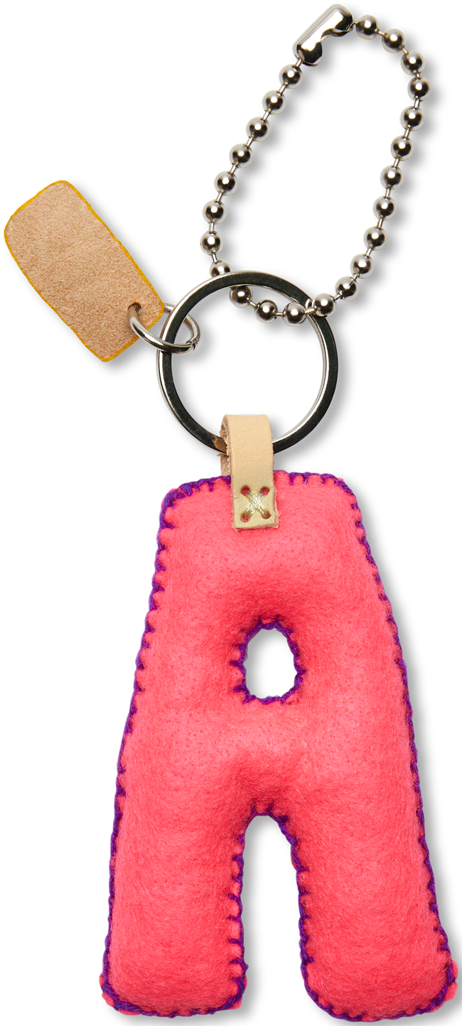 Pink felt letter charm with attached silver chain