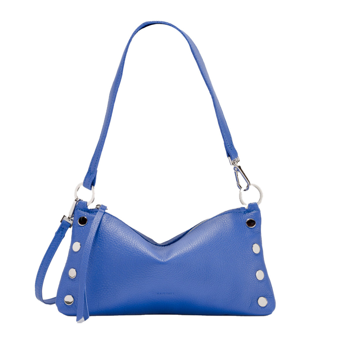 Kyle Bag in black leather with detachable crossbody strap and wristlet option.