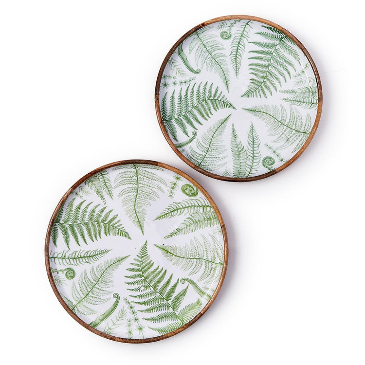 Round mango wood serving tray with glossy lacquer finish