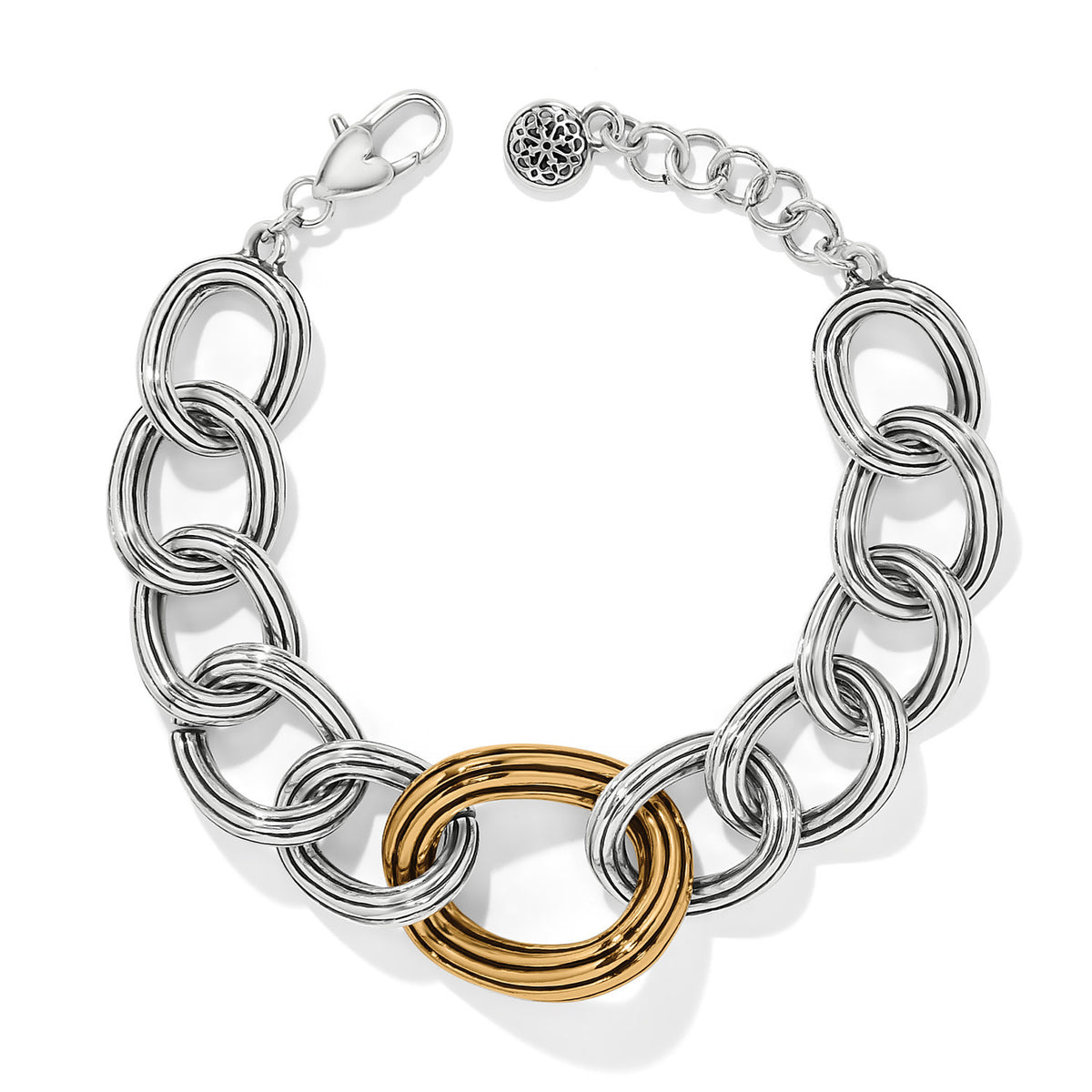 Silver-gold two-tone Ferrara Eterna link bracelet with lobster claw closure