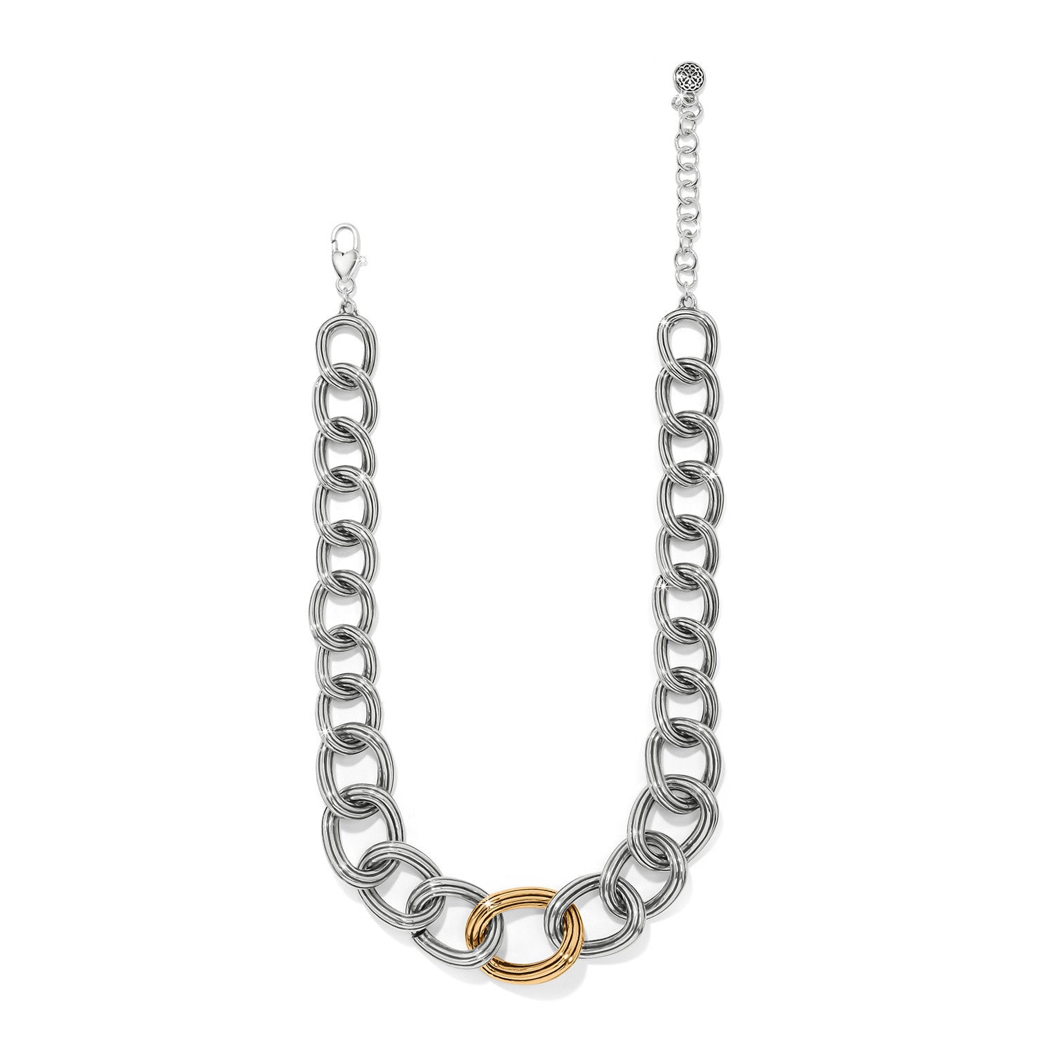 Silver-gold two-tone Ferrara Eterna link necklace with lobster claw closure