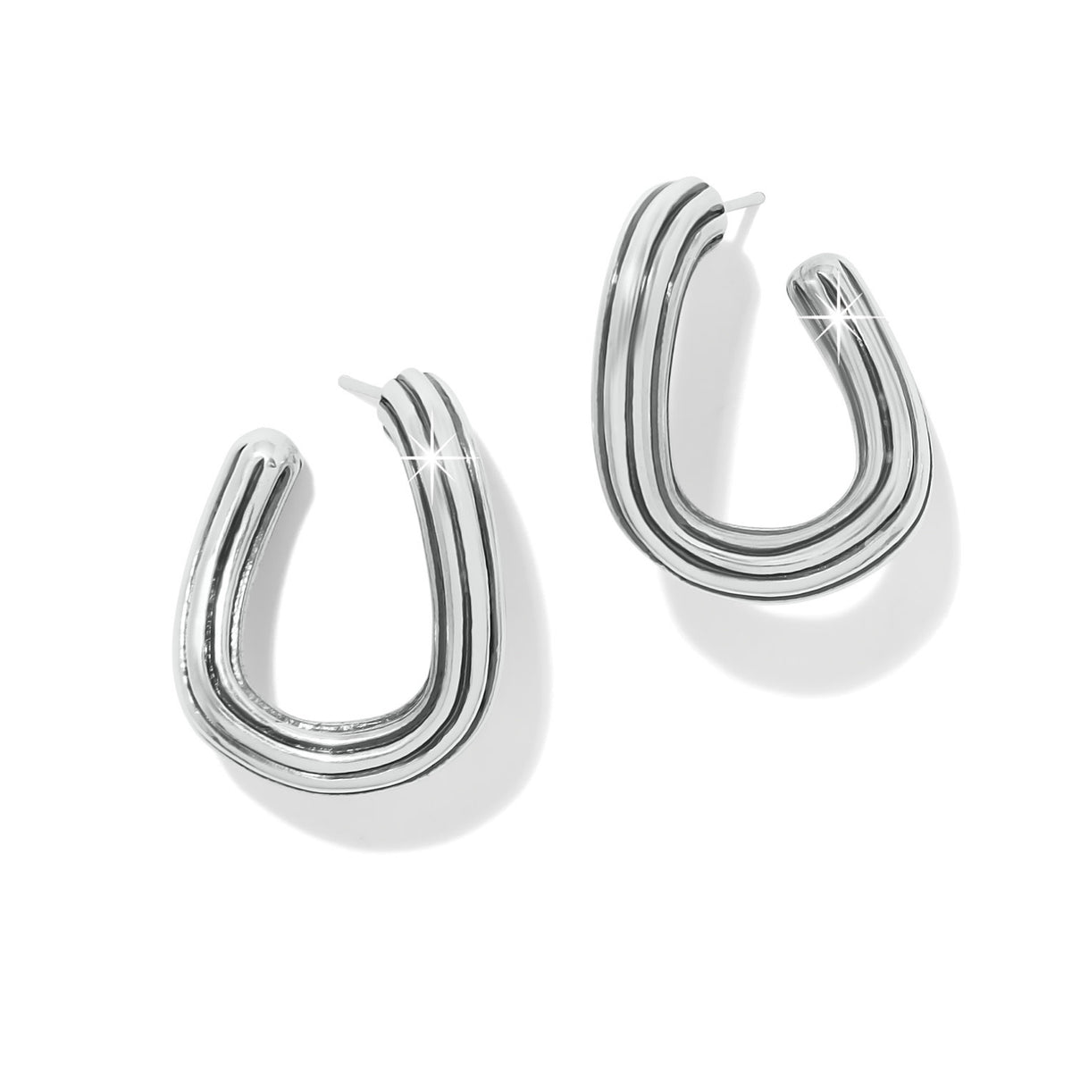 Silver plated post earrings with flat disc backs featuring a classic round silhouette.