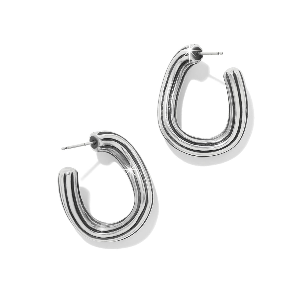 Silver plated post earrings with flat disc backs offering lightweight everyday elegance.