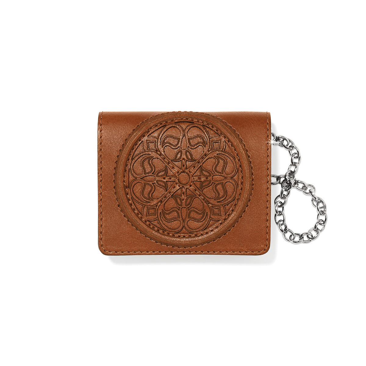 Russet leather Ferrara Mystique small wallet with snap closure