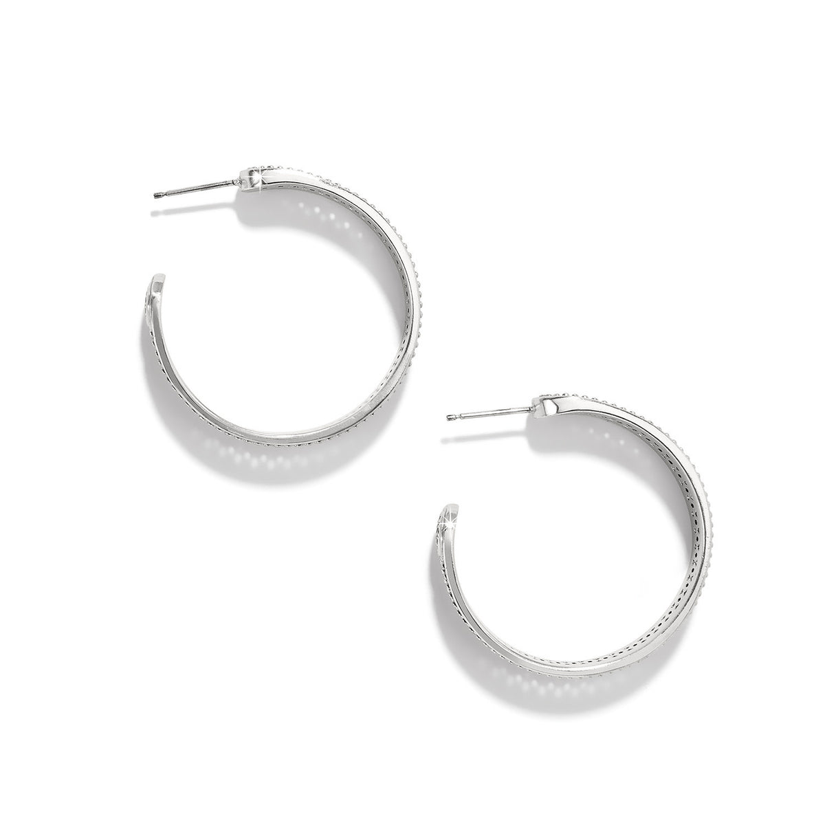 Silver plated Ferrara Siena large hoop earrings with post backs