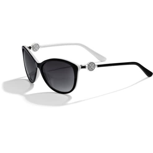 Oval-shaped Ferrara sunglasses in black and white with silver plated accents.
