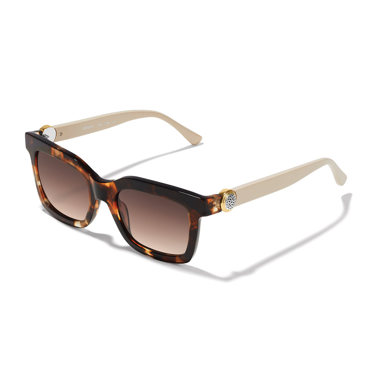 Rectangle Ferrara sunglasses in tortoise two-tone frame with optical-ready lenses.