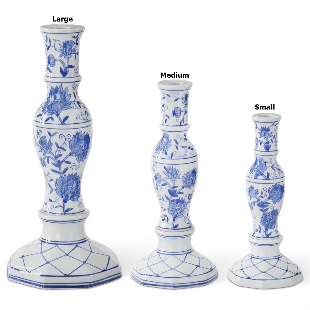 Blue & White Chinoiserie Taper Candleholders - Sold Individually