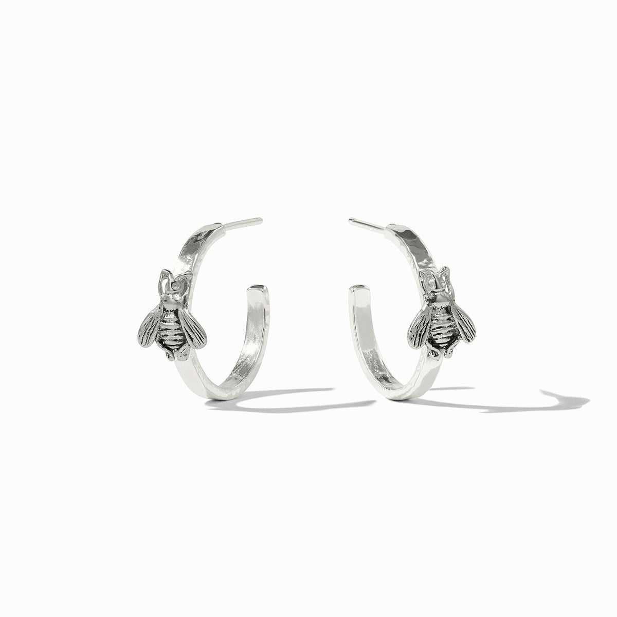 Silver-plated Bee Hoop earrings with Julie Vos hallmark