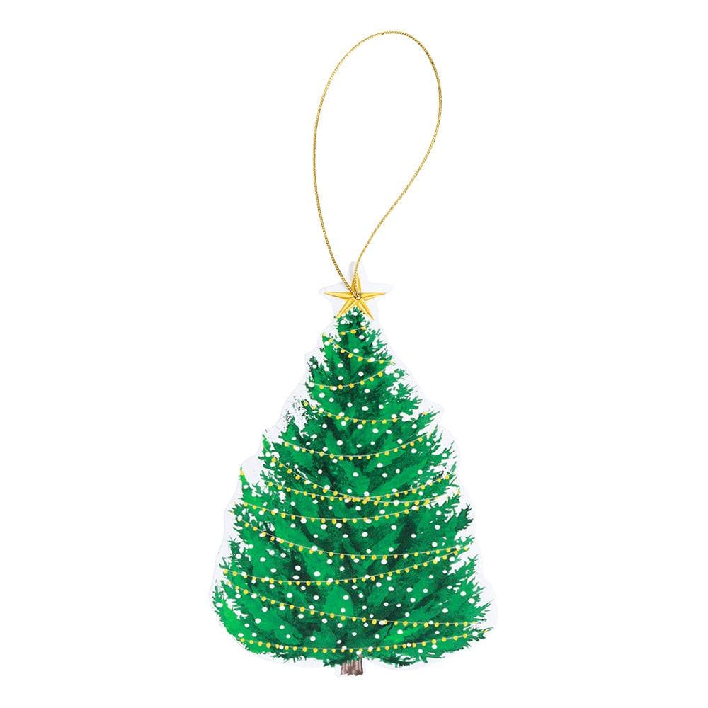 Die-cut hanging gift tag ornament printed on high-quality cardstock with a decorative silhouette.