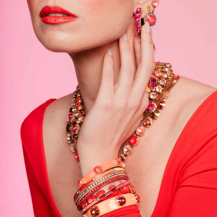 Hand-painted Helly bangle with colorful enamel finish and high-quality crystals.