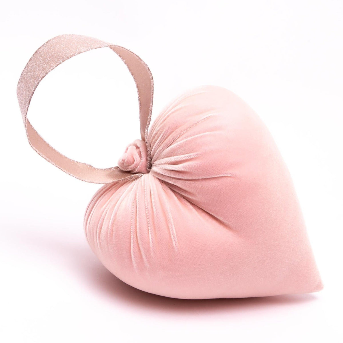 Black velvet heart-shaped pendant with a satin ribbon loop