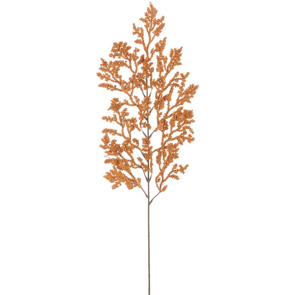 28-inch mustard yellow mini berry spray with a brown stem and textured berry clusters.
