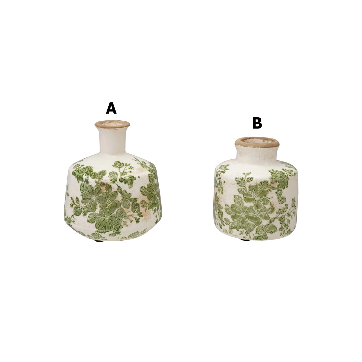 Stoneware vase with botanicals in neutral tones