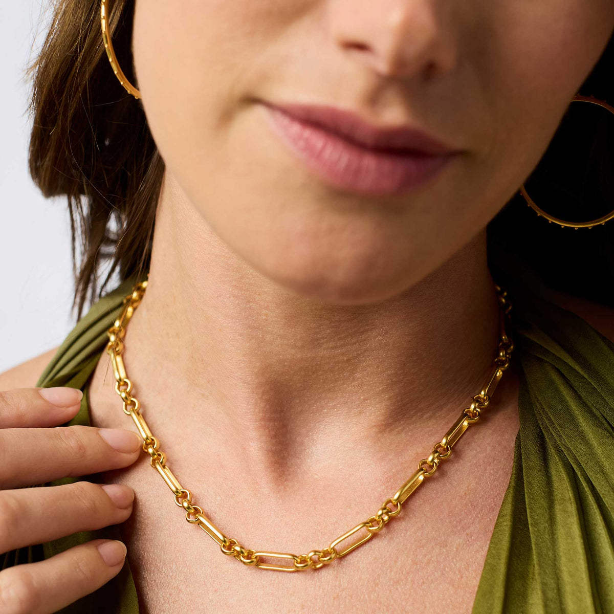 Adjustable Colette Link necklace in silver-toned metal with a toggle clasp.