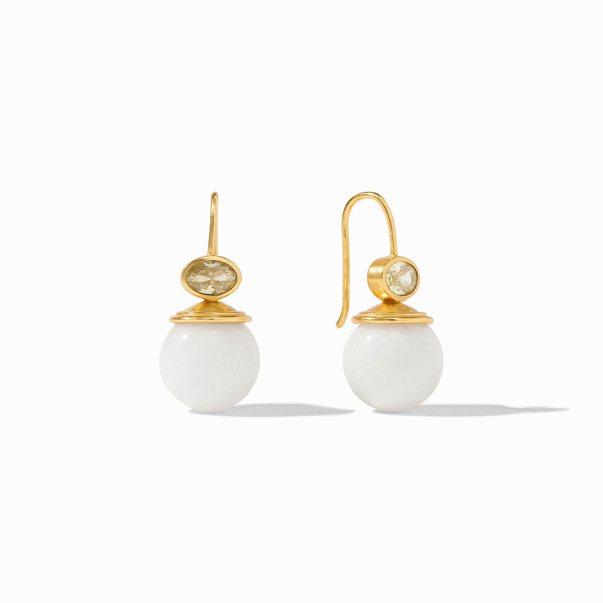 Portofino Demi earring featuring a jade stone set in gold plate with French wire backing.