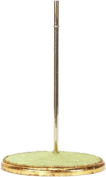 12.5-inch tall display stand with a gold-trimmed, light green circular base and a metal rod.