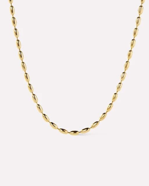 Minimalist ball chain necklace in polished gold with lobster clasp