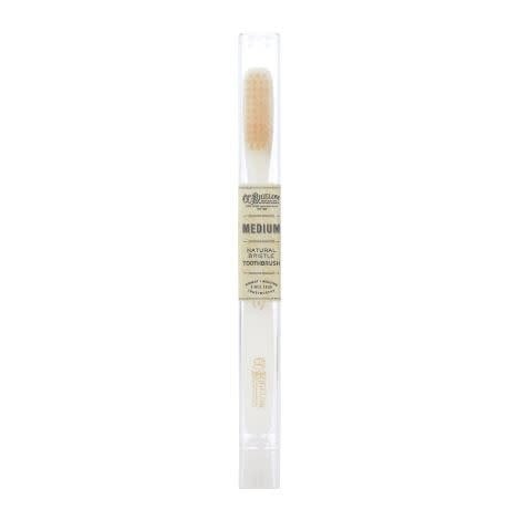 Natural boar bristle toothbrush with medium ivory handle