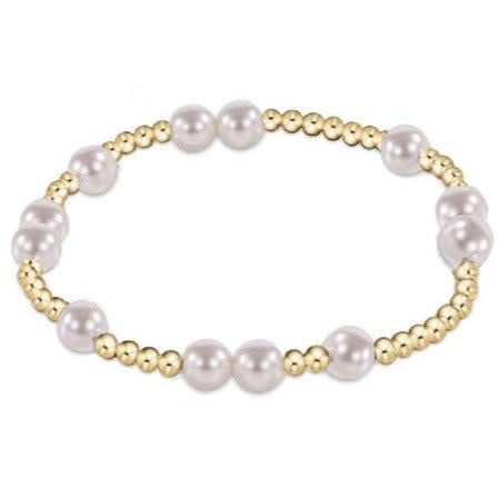 Hope Unwritten pearl bracelet with gold-filled beads on elastic cord