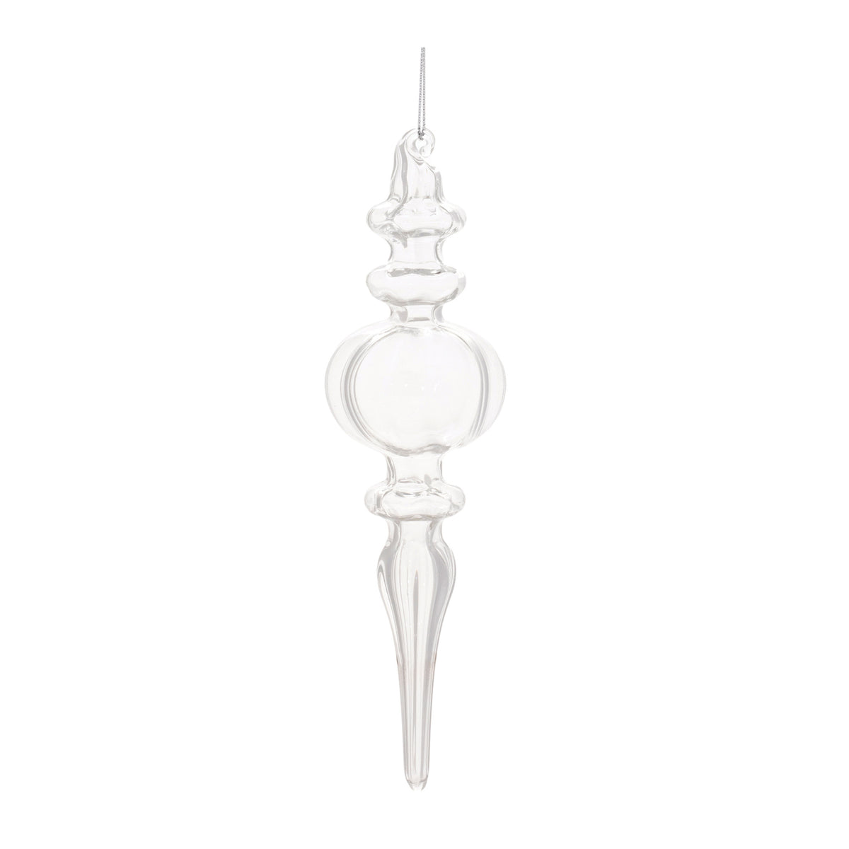 Glass finial ornament with a classic tapered silhouette