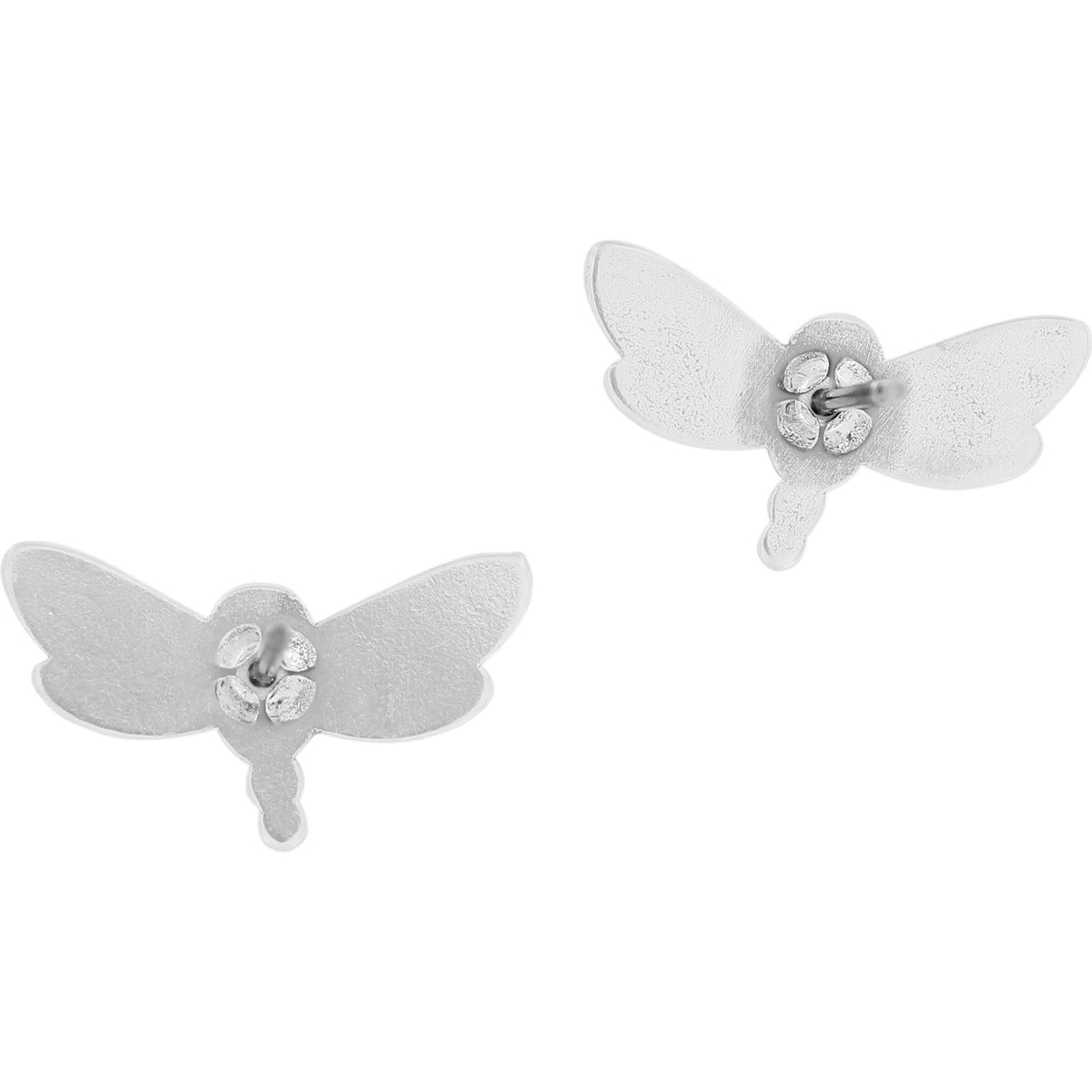 Silver-plated firefly mini post earrings with multi-colored enamel wings and a fine quality crystal center.