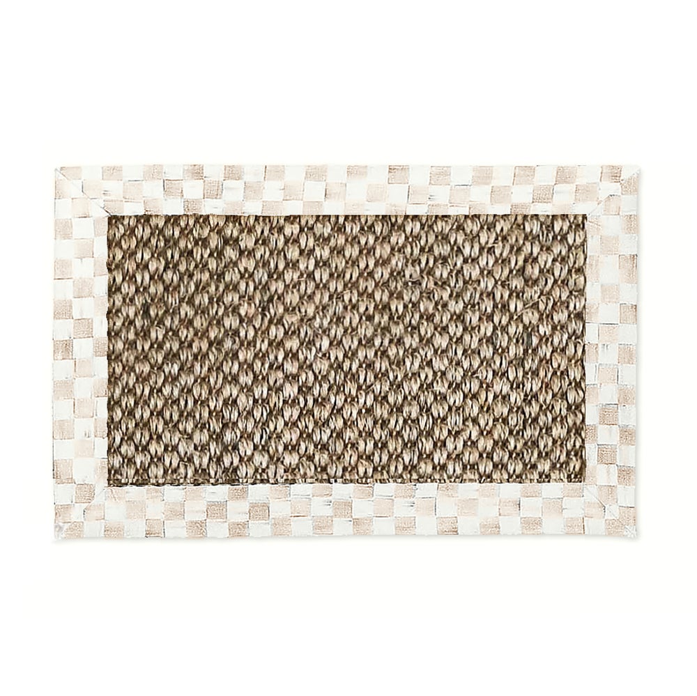 Mocha Check 2' x 3' Chunky Sisal Rug with a checkered cotton border.