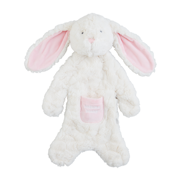 Plush Bedtime Bunny Cuddler stuffed animal in soft faux fur with a rounded silhouette and gentle facial features.