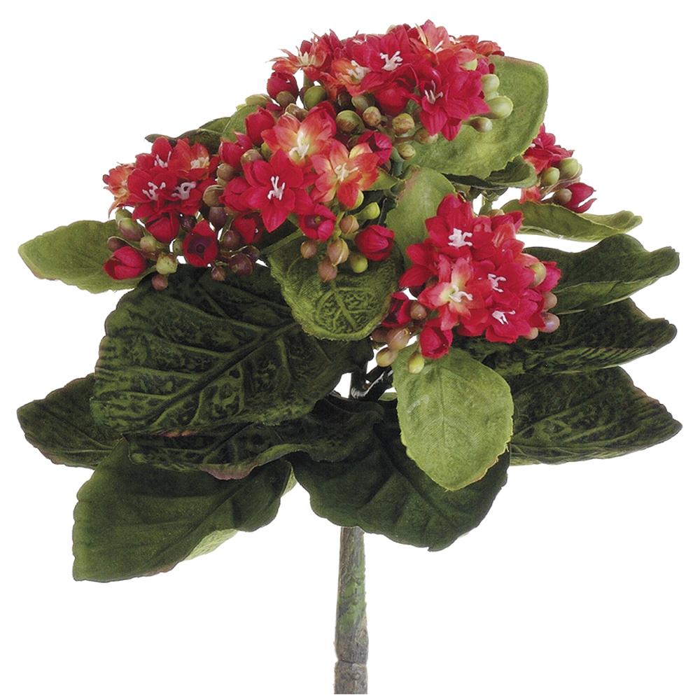 9-inch artificial Kalanchoe bush with green polyester foliage in a square pot.