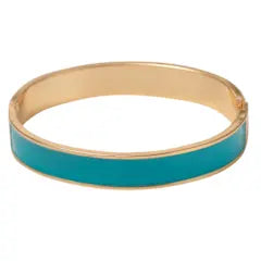 Gold hinged bangle bracelet with bold enamel finish