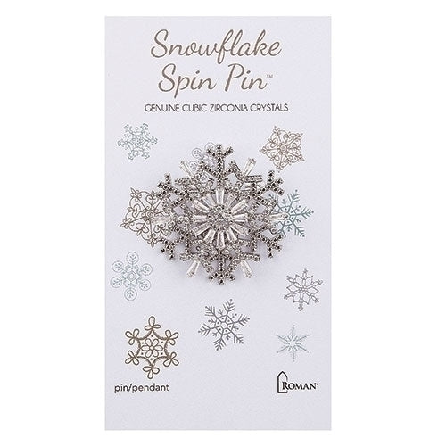 Clear snowflake spin pin with gemstone accents