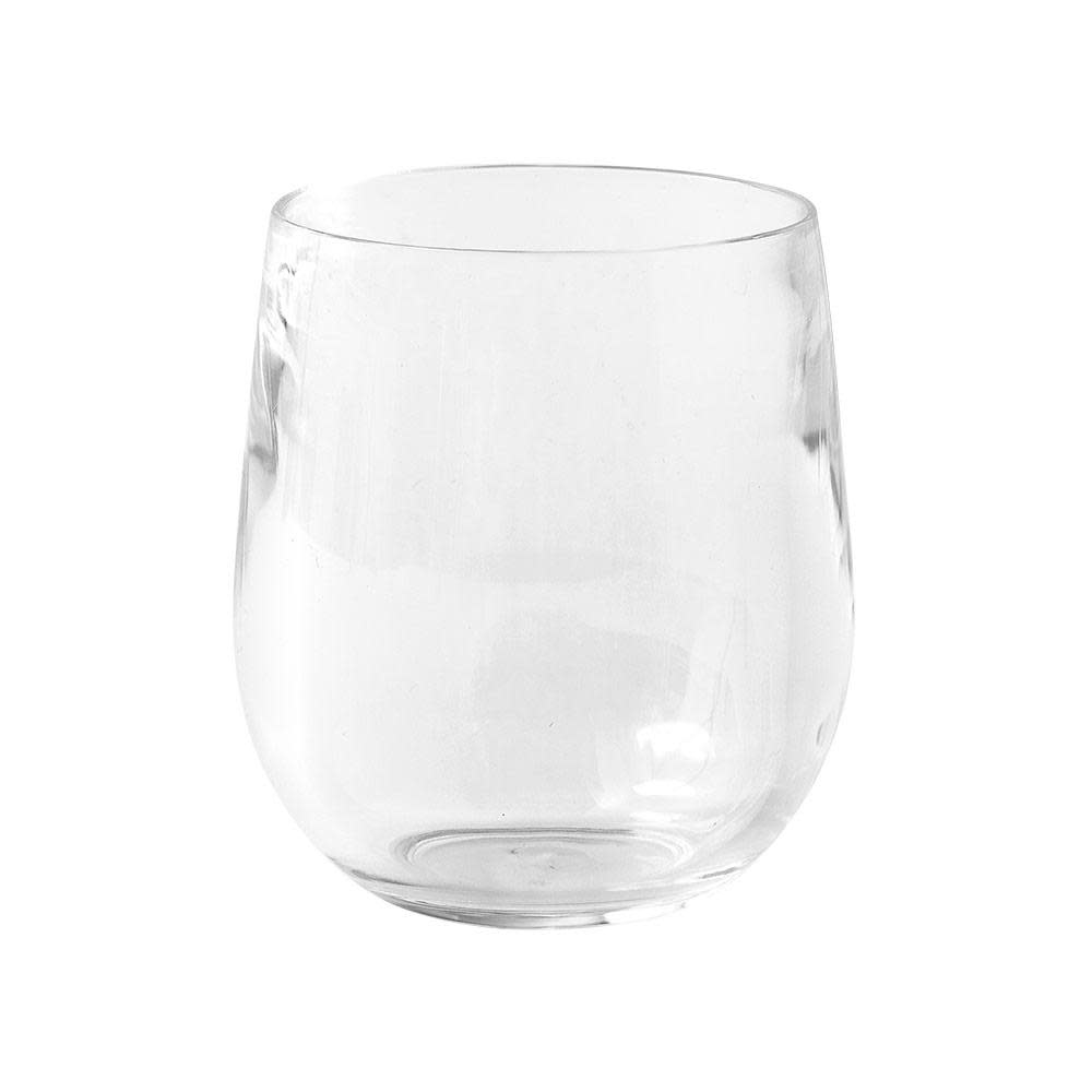 Clear acrylic tumbler glass with a cylindrical shape.