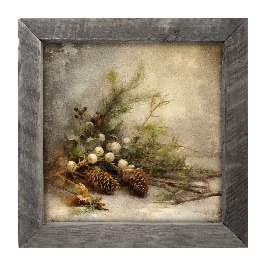 Natural XL Pine and White Berries candle with a white wax body.
