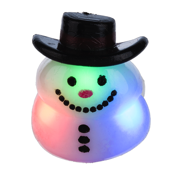 Silver flashing snowman rings with a festive holiday light-up design.
