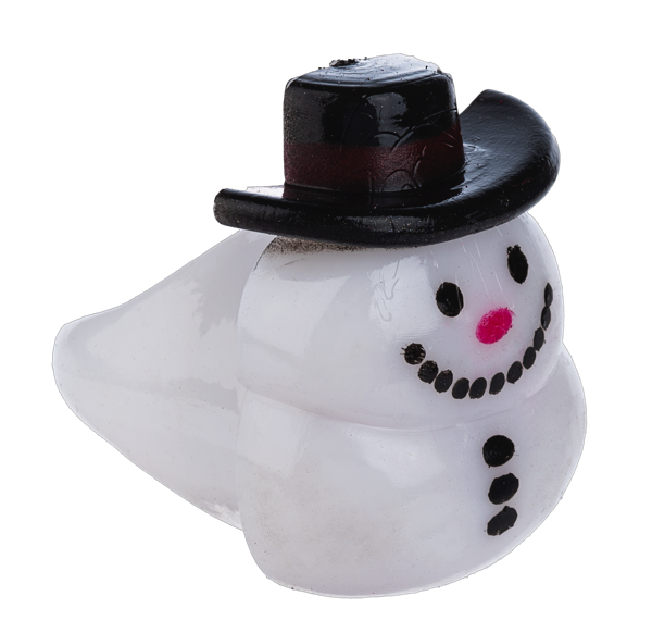 Silver flashing snowman rings with a festive holiday light-up design.