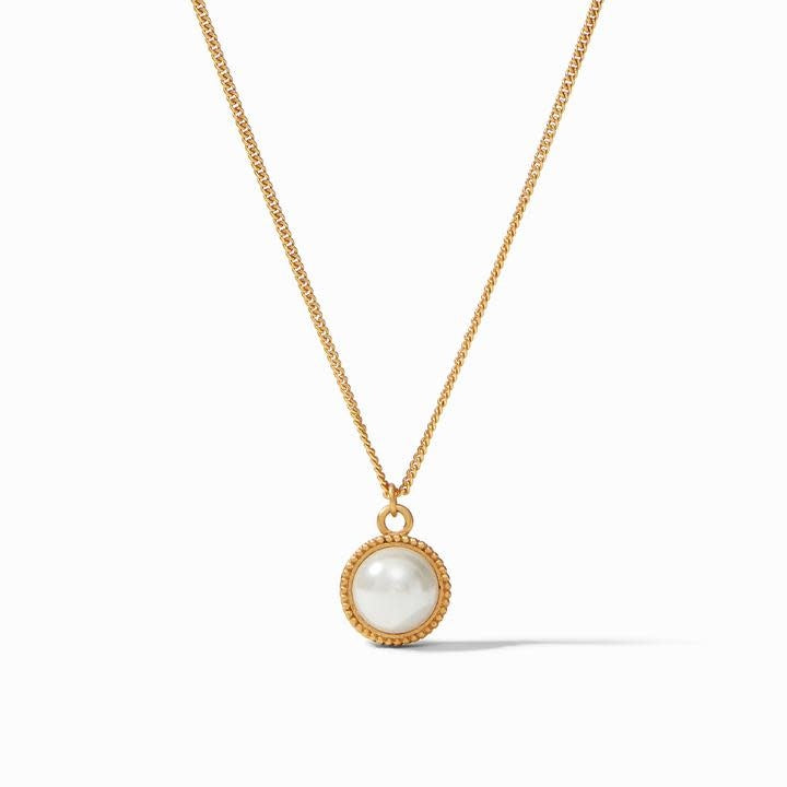 Adjustable necklace with a glittering gemstone on one side and a fleur-de-lis intaglio reverse.