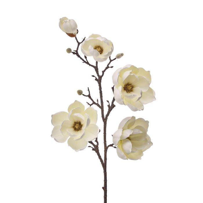 40-inch foam saucer shaped like a magnolia branch with natural wood texture and green leaf details.