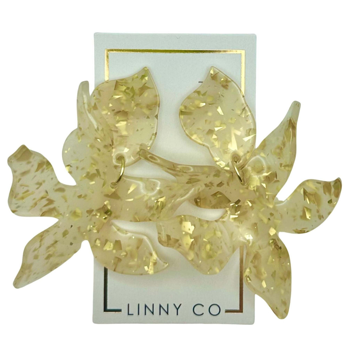 Gold confetti floral earring with abstract petal shape