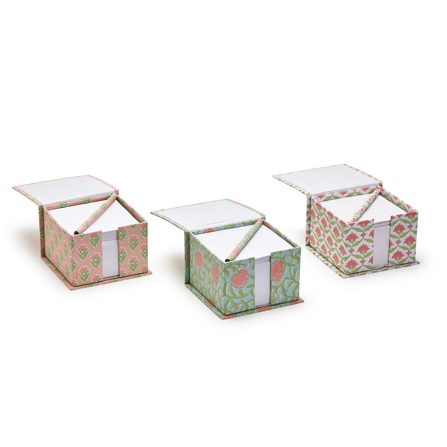 Floral block print paper caddy with pencil in blue ceramic