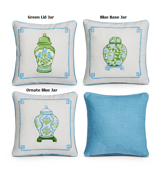Square floral ginger jar pillow with removable cotton polyester cover in soft pastel tones.