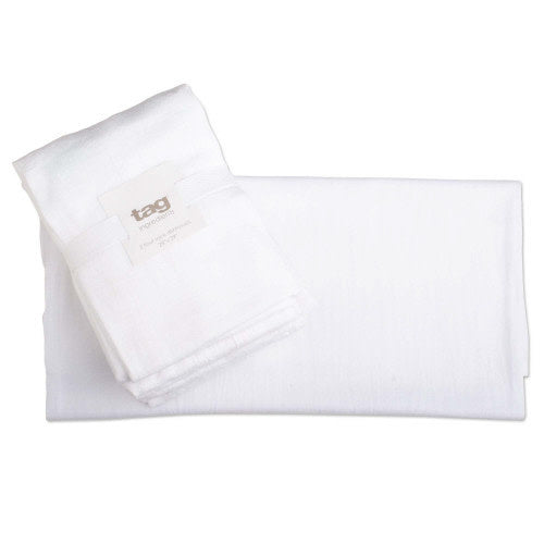 Set of white 100% cotton flour sack dishtowels with a checkered pattern.