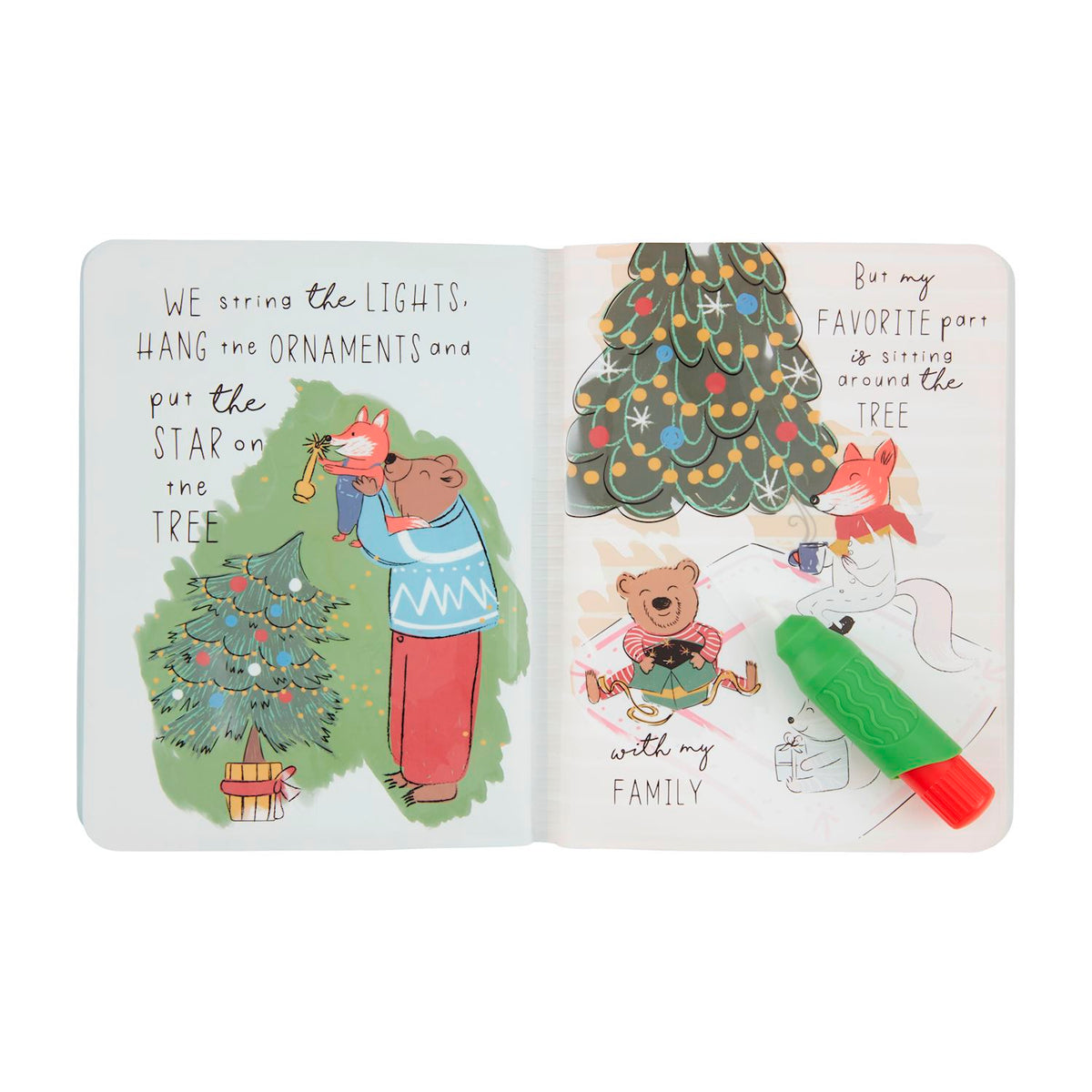 Christmas watercolor book featuring festive holiday illustrations with a colorful cover.