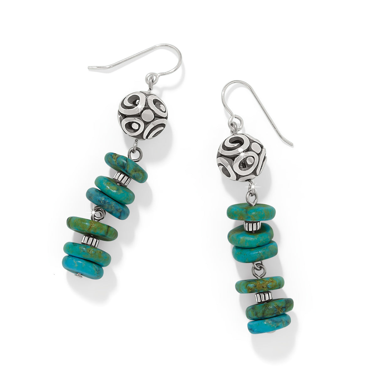Silver-plated French wire earrings featuring a turquoise magnesite drop.