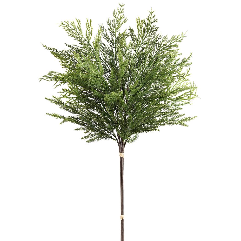 26-inch green ultra deluxe mixed cedar bundle with a long brown stem and dense foliage.