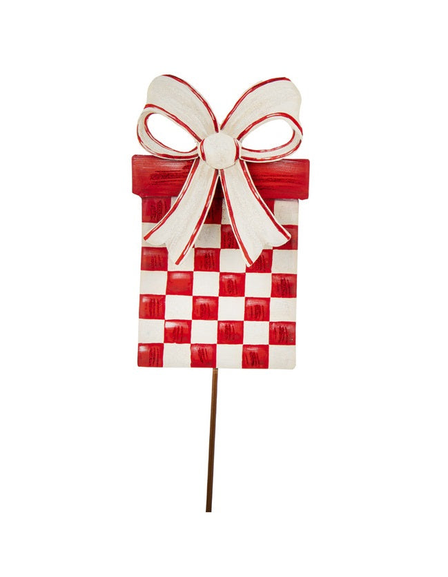 Medium stake easel in classic red and white with matte protective coating