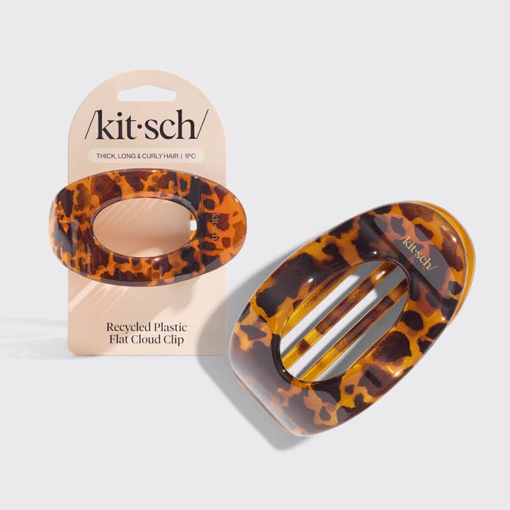 Tortoise shell recycled plastic flat cloud hair clip with gentle teeth grip.