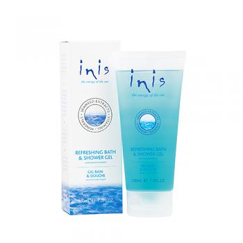 Inis Refreshing Bath & Shower Gel bottle with ocean-fresh seaweed extract formula