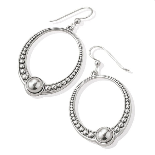 Pretty Tough Oval French Wire Earrings in silver plated finish with beaded texture.