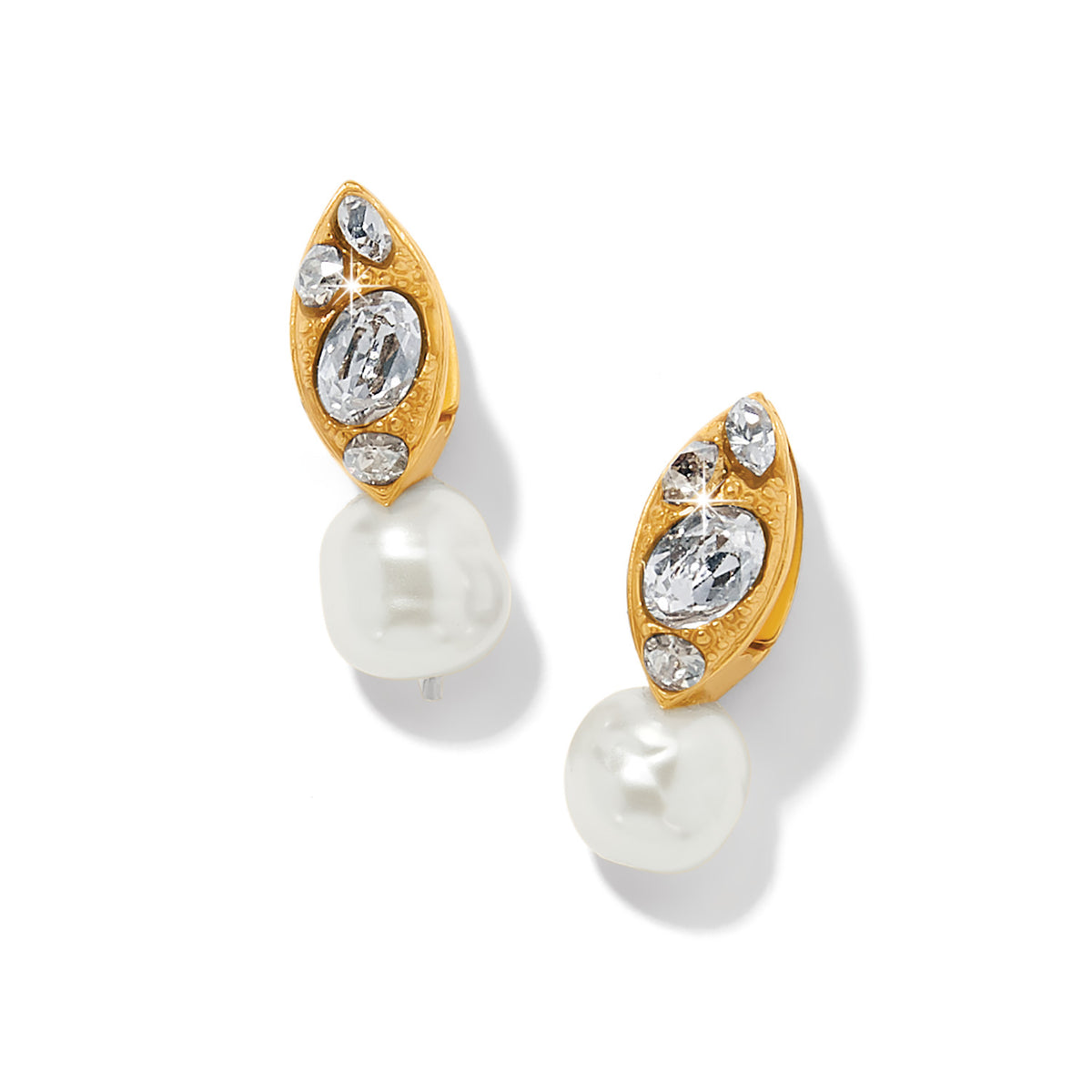 Trust Your Journey gold-tone drop earrings with crystals and baroque pearls.