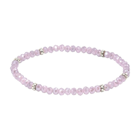 Silver accent mini crystal bracelet with small faceted stones on a delicate chain link band.